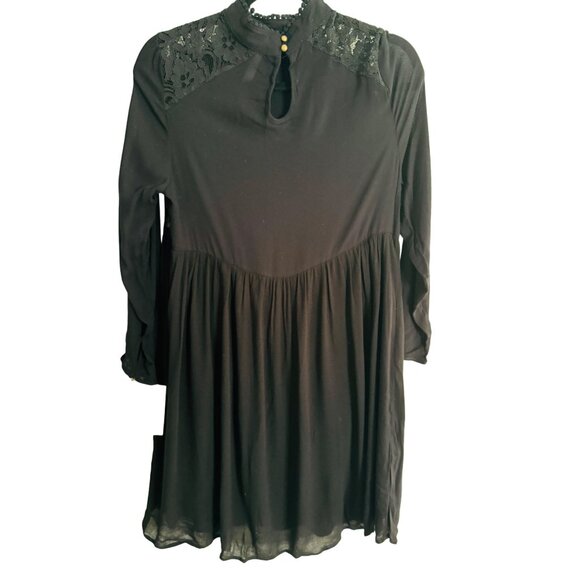 2/$30 NWT Boho Black Dress L With Embroidered Floral Details & Lace Trim - Picture 10 of 15